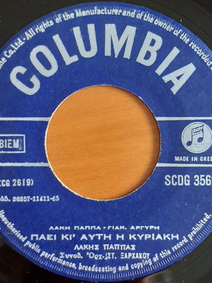 Lakis Pappas & Maria Farantouri Paei Ki' Afti I Kyriaki 7" single used, entechno
