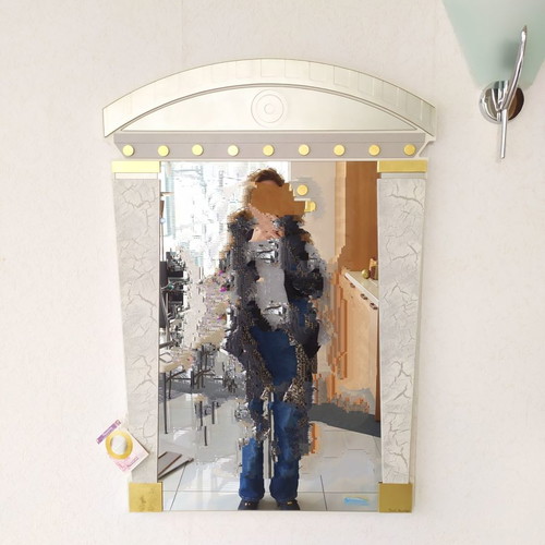 Handmade mirror new with gold leaf and crackle details David Marshall 65x100 cm