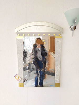 Handmade mirror new with gold leaf and crackle details David Marshall 65x100 cm