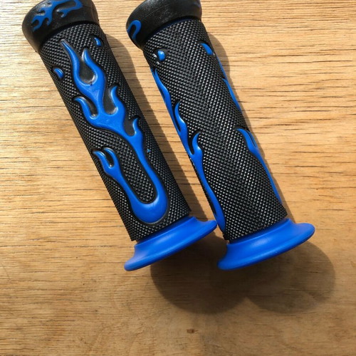Blue-Black Grip Handles with Flames new