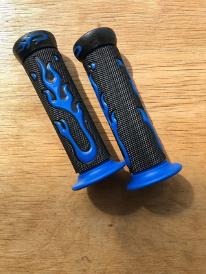 Blue-Black Grip Handles with Flames new