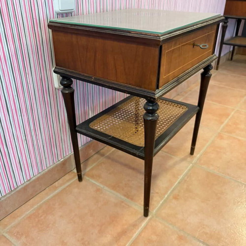 Vintage dressing table used with mirror, stool and two nightstands