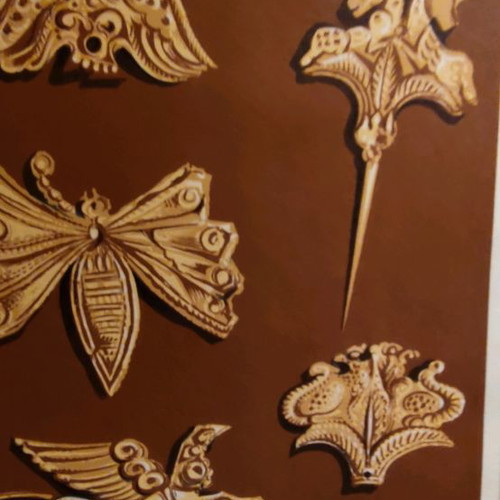 Mycenaean colored prints used from frescoes and golden grave goods