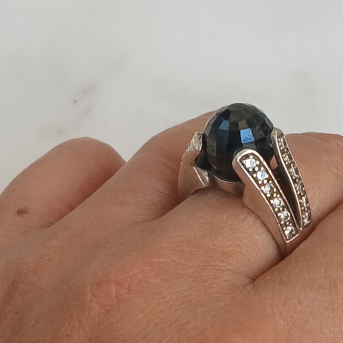925 silver large ring with zirconia, 18.5 mm