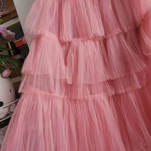 Long dress new, pink powder color, backless, size S