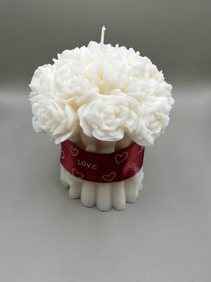 Свещ букет нов, ръчно изработен ароматен цветен дизайн