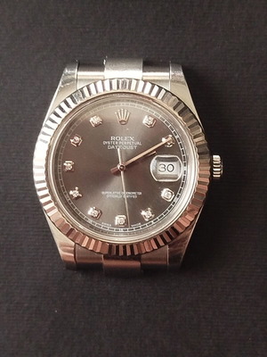 Rolex Oyster Perpetual Datejust II μεταχειρισμένο, ανδρικό, γκρι καντράν