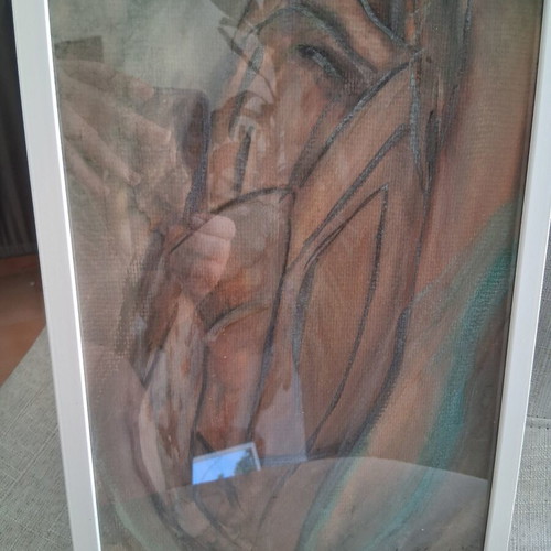 Painting "Gymino" framed, like new, 21×30cm