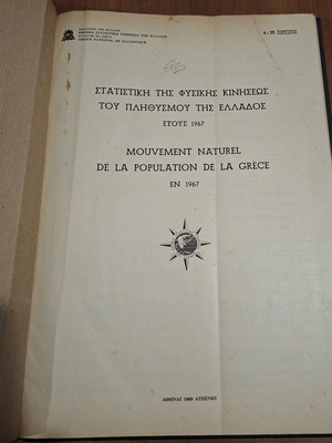 Statistics of Natural Population Movement of Greece 1967 used