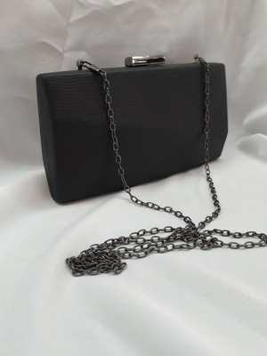 Shoulder bag new, black with chain strap, plastic material