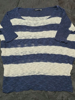 Shana striped white blue shirt like new size M