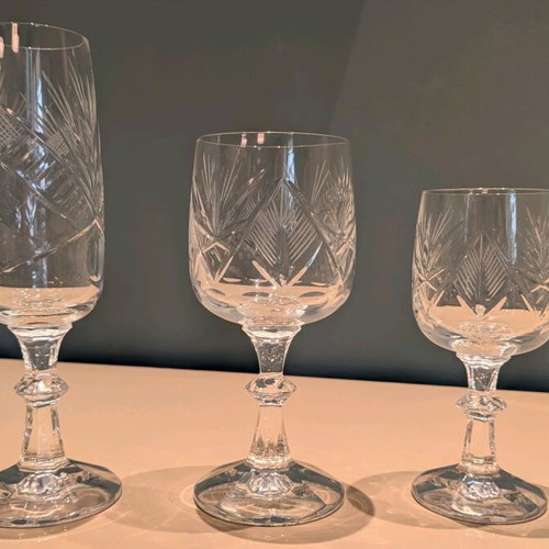 Crystal glass set bar & wine like new, 95 pieces Bohemia style