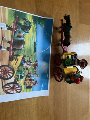 Playmobil carriage with horse and family set like new