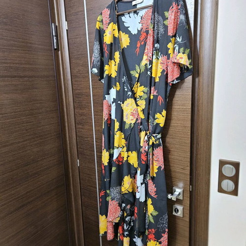 Dina women's summer dress long wrap with ruffles and belt
