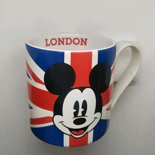 Disney Store mug collectible London tribute with Mickey Mouse and Union Jack