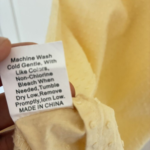 Butter Yellow Swiss Dot Puff Sleeve Smock Midi Dress, Size L, 100% Cotton, Pockets, Cottagecore