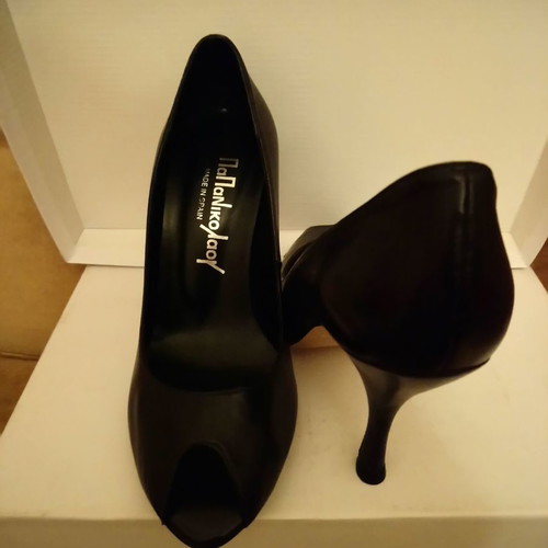 Papnikolaou leather peep-toe shoe used, size 36, black