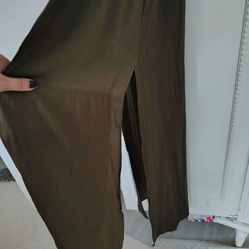 River Island maxi silk dress khaki size S like new