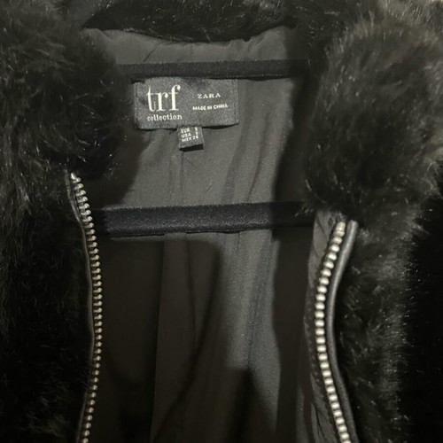 Zara black fur coat like new, size S