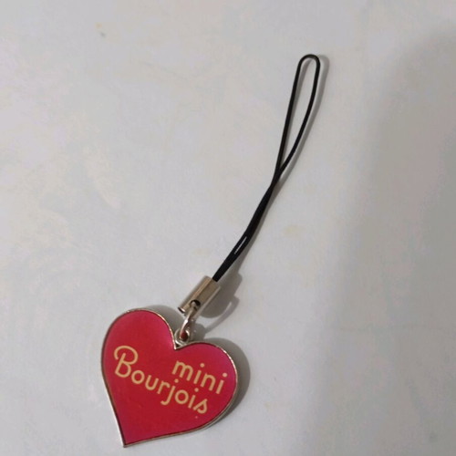 Mobile phone keychain heart-shaped, metal, red