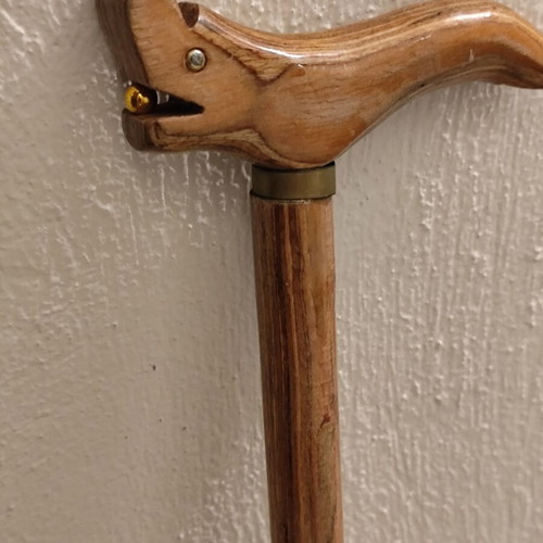 Wooden carved walking stick like new with dragon head handle