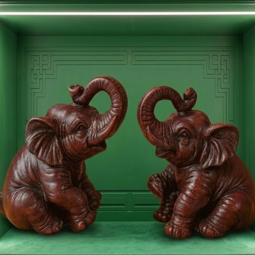 Elephant figurines used, Feng Suei, pair, 5cm