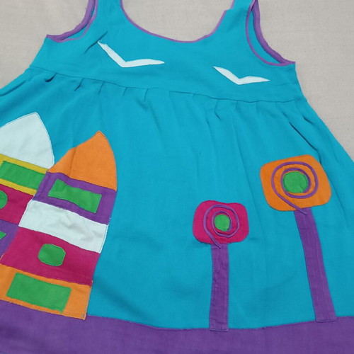 Platinum multicolor blouse-dress S-M, cotton