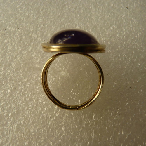 Silver ring with amethyst cabochon, new, 925 gold plated