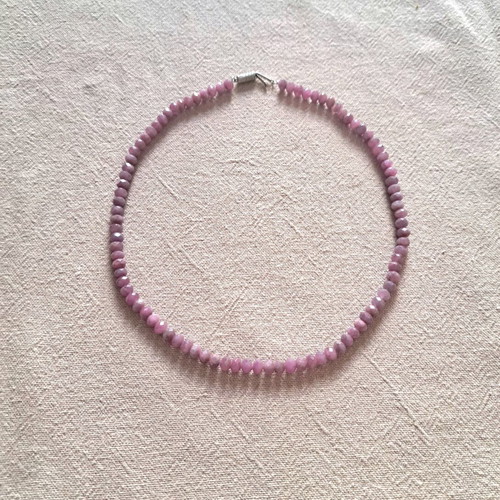 Natural Lepidolite Necklace, lilac shades, Solar Tide Collection