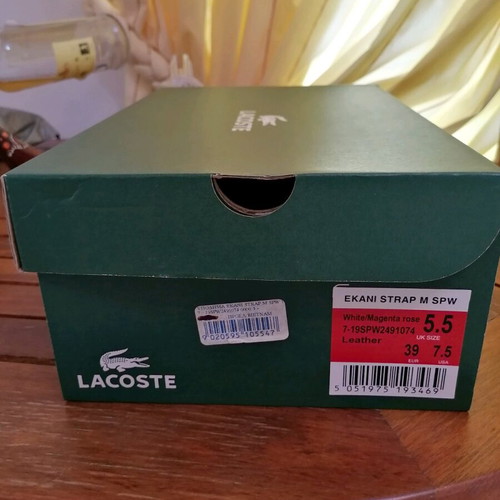 Lacoste Дамски Кожени Обувки Номер 39 Бели с Фуксия Детайли Нови