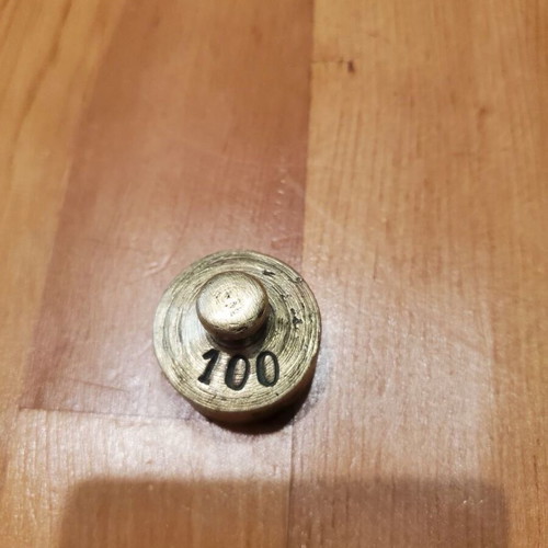 Set of 3 old brass scale weights used
