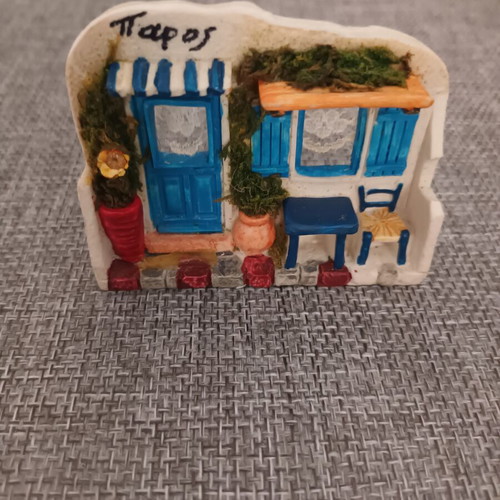 Paros souvenir used decorative keepsake with lace curtains