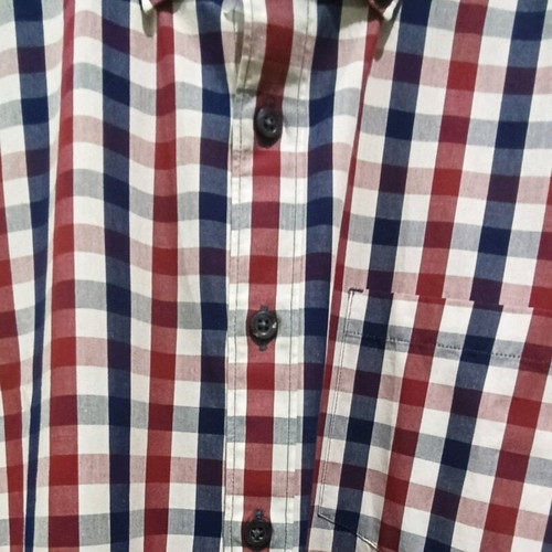 Manetti L slim shirt like new, blue and red