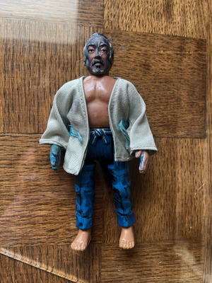 Mr. Miyagi 1986 Remco Toys Karate Kid figure used, marked with pens