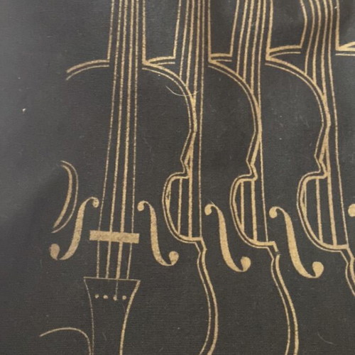 Fabric shoulder bag with violin print like new, black