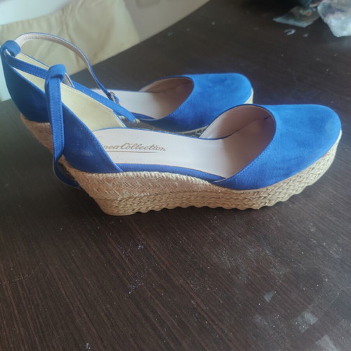 Blue espadrille wedge sandals, size 39