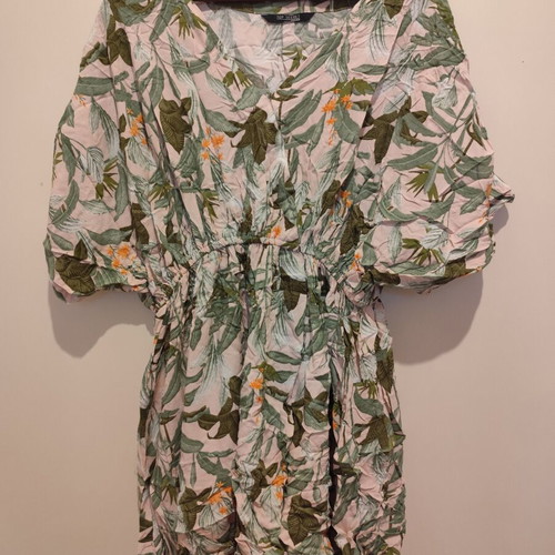 Printed dress size XXL used, light powder pink fabric
