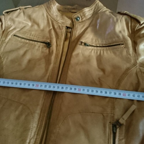 Lapel women's leather jacket like new, brown, size L