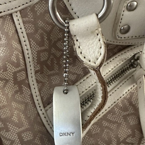 DKNY handbag used, leather, beige