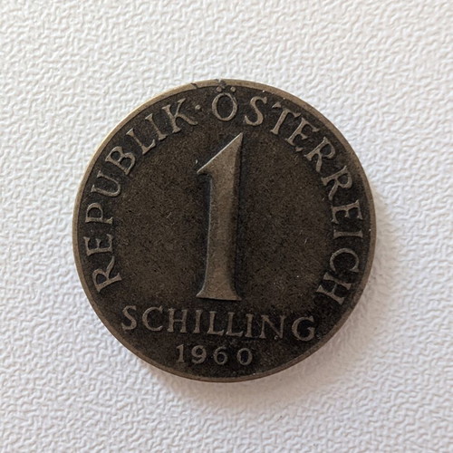 Austrian 1 Schilling Coin 1960 used with Edelweiss flower