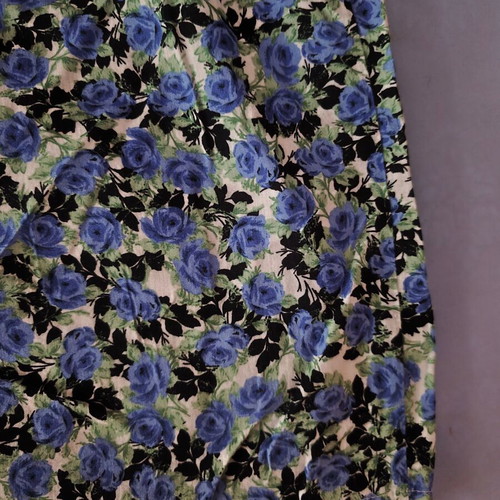 Vintage cotton dress with blue rose print and bow