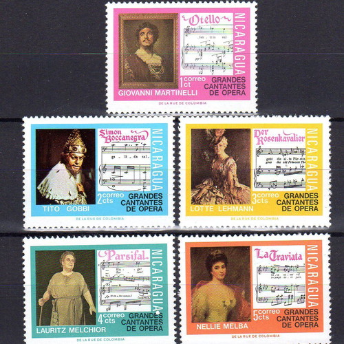 Nicaragua opera stamps set of 5 new