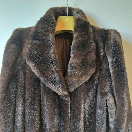 Fur coat used, brown, size L