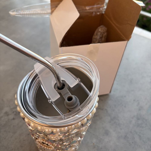 Luxury rhinestone tumbler with straw, brand new