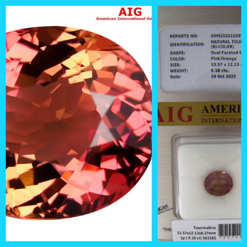 Tourmaline 9.18 ct bi-color natural gemstone