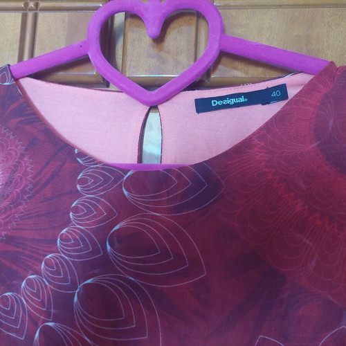 Desigual dress like new, burgundy with inner lining and asymmetric hem