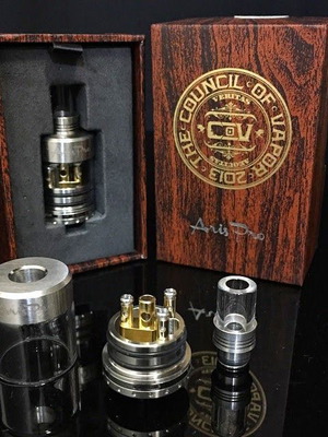 Council Of Vapor Aris Pro RDA Νέο, Γυαλί, Χρυσό, Ανοξείδωτο ατσάλι
