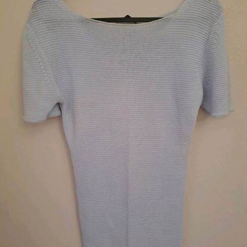 Vintage knitted blouses used, 2 sky blue and 1 pink with buttons