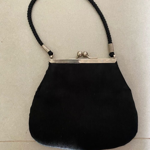 Vintage Max Factor black clutch handbag used