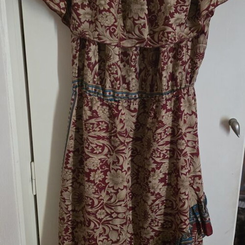Boho asymmetrical dress like new, multicolor, 80% silk 20% rayon